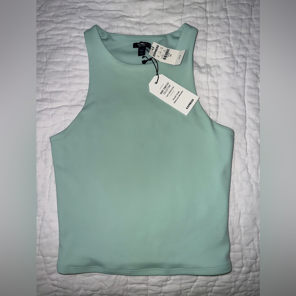 Express Body Contour Cropped High Neck Tank